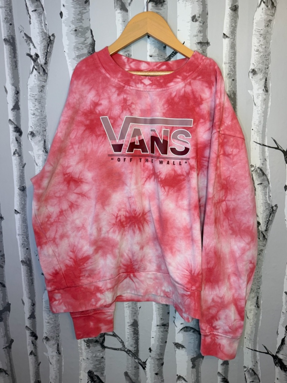 Vans Pink and White Tie-Dye Crewneck Sweatshirt